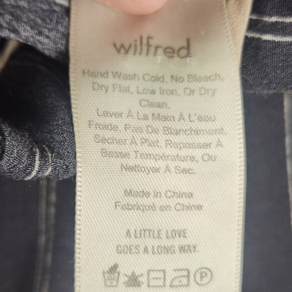 Wilfred Aritzia Paperbag Pants Women L Black Cream Striped Wide Leg Cropped - Picture 11 of 15